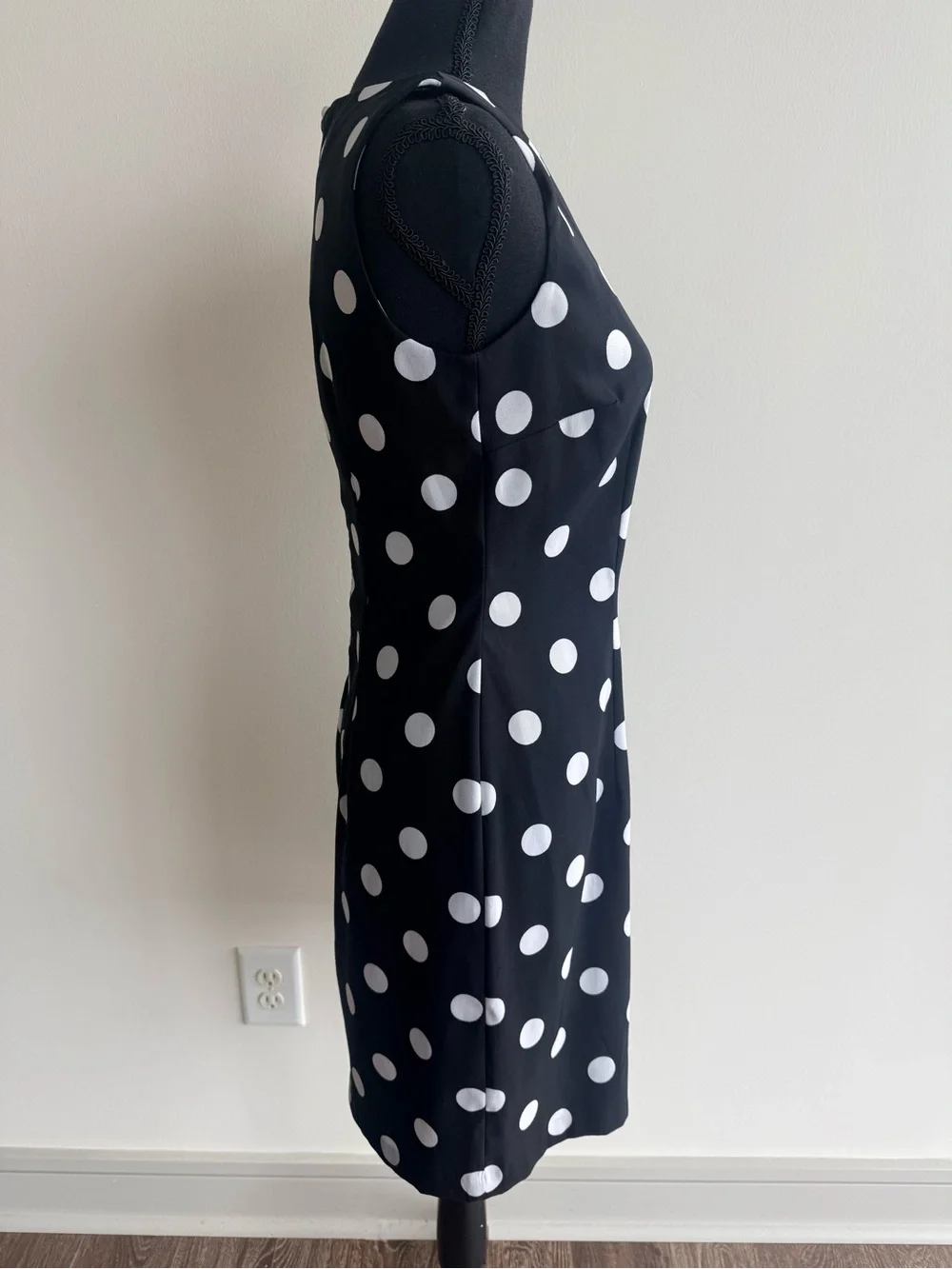 Alyx Black Midi Dress with White Polka Dots